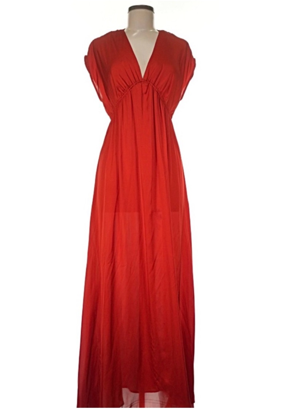 H&M Red V-Neck Maxi Dress size 6